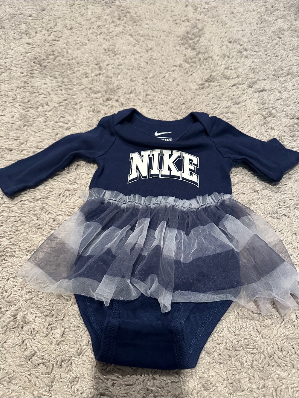 Nike Navy and White Tulle Bodysuit with Logo